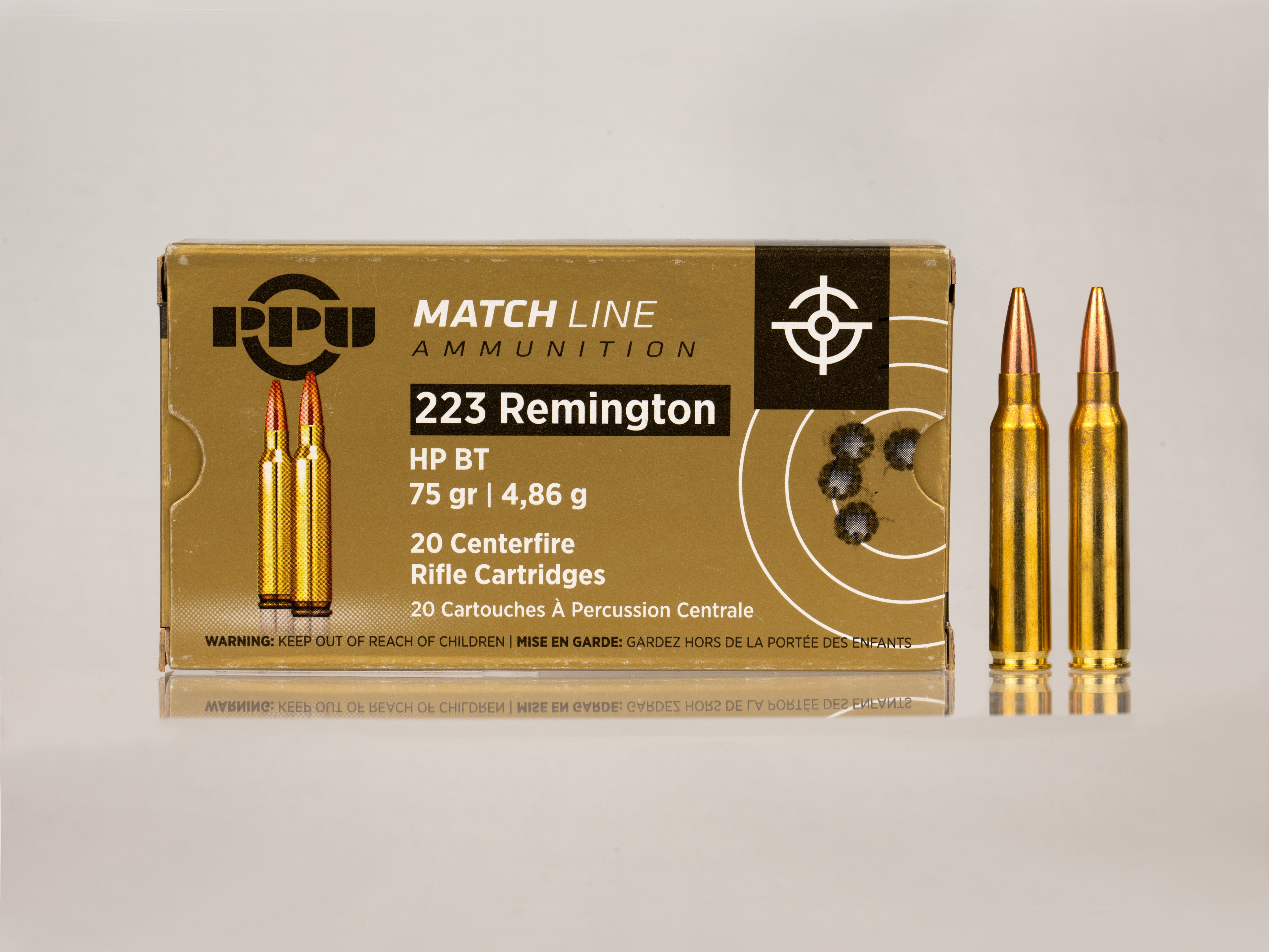 PRIVI Match Rifle Ammo 223 REM, HP BT, 75Gr, 20 Rnds