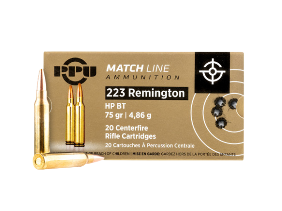 PRIVI Match Rifle Ammo 223 REM, HP BT, 75Gr, 20 Rnds